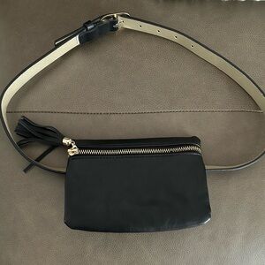 Black Leather Belt Bag